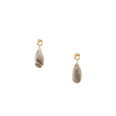 14K gold-plated brass Jupiter Earrings Featuring Labradorite