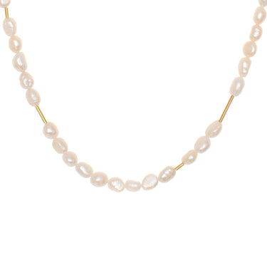  Oso Pearl Necklace with asymmetrical recycled brass bars 