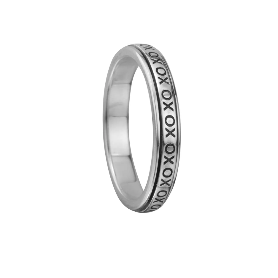 Sterling Silver Spinner ring with XO symbols on the spinner