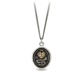 A Sterling Silver talisman necklace with a gold Plated heart lock, above a silver key surrounded by the words "You Hold the Key" on a banner