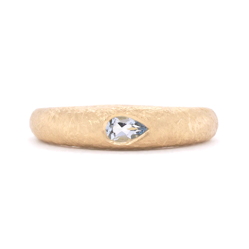Pear Aquamarine &#39;Boulder&#39; Bombe Ring | Magpie Jewellery