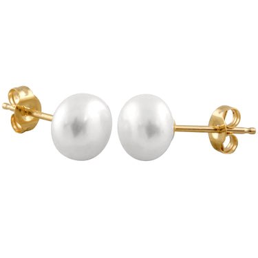 14K Yellow Gold Chinese Akoya Pearl Studs