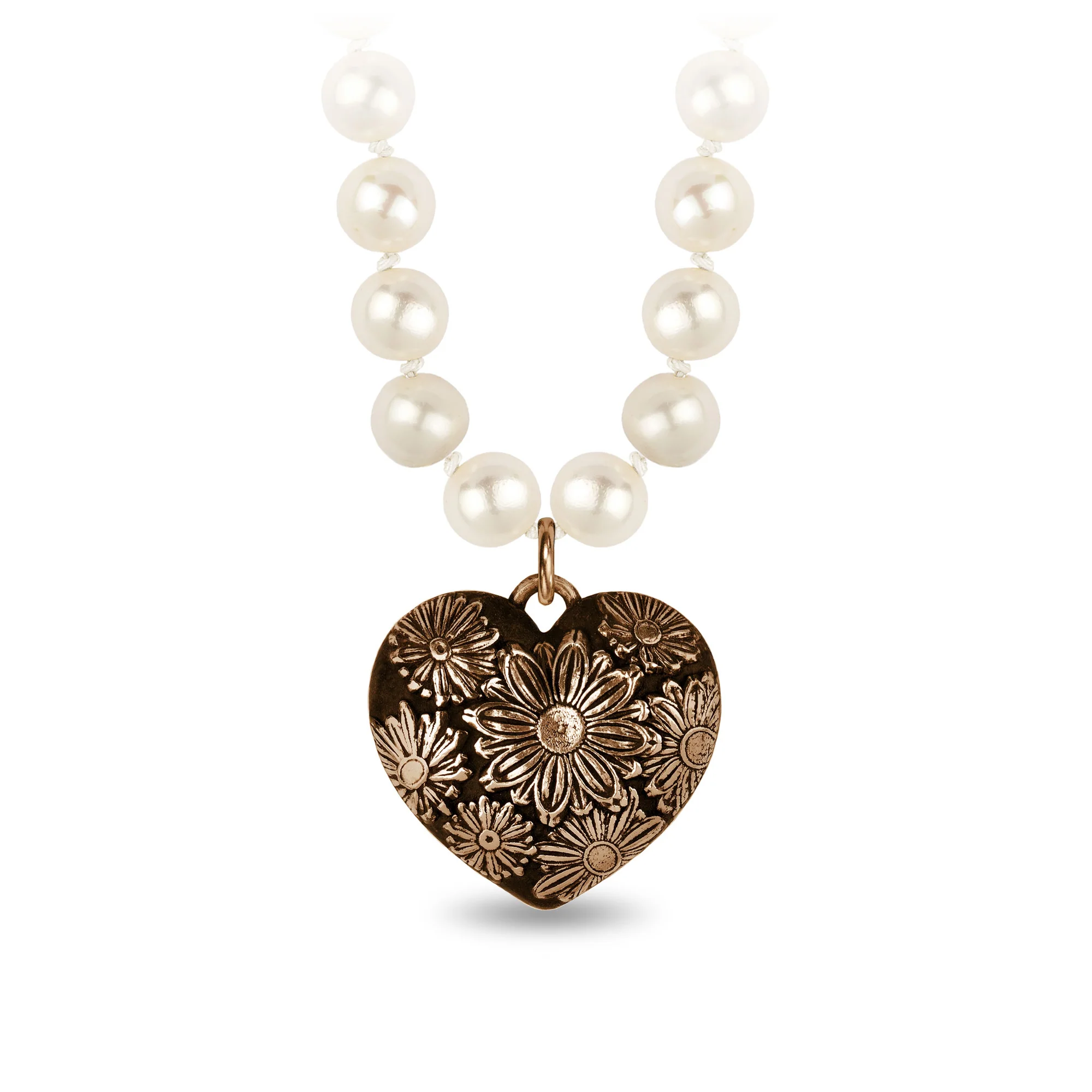 Daisy Large Puffed Heart Knotted Freshwater Pearl Necklace | Magpie Jewellery