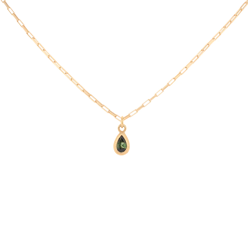 &#39;Boulder&#39; Pear Gemstone Pendant on Elongated Box Chain | Magpie Jewellery