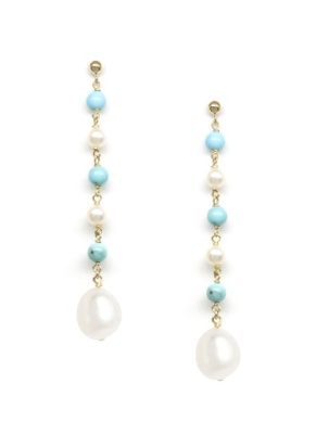 Baby Pearl Turquoise Baroque Pearl Drop Earrings | Magpie Jewellery