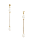 Petite Oval Pearl Linear Earrings | Magpie Jewellery