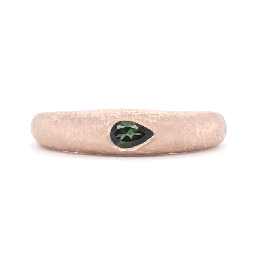 Pear Green Tourmaline &#39;Boulder&#39; Bombe Ring | Magpie Jewellery