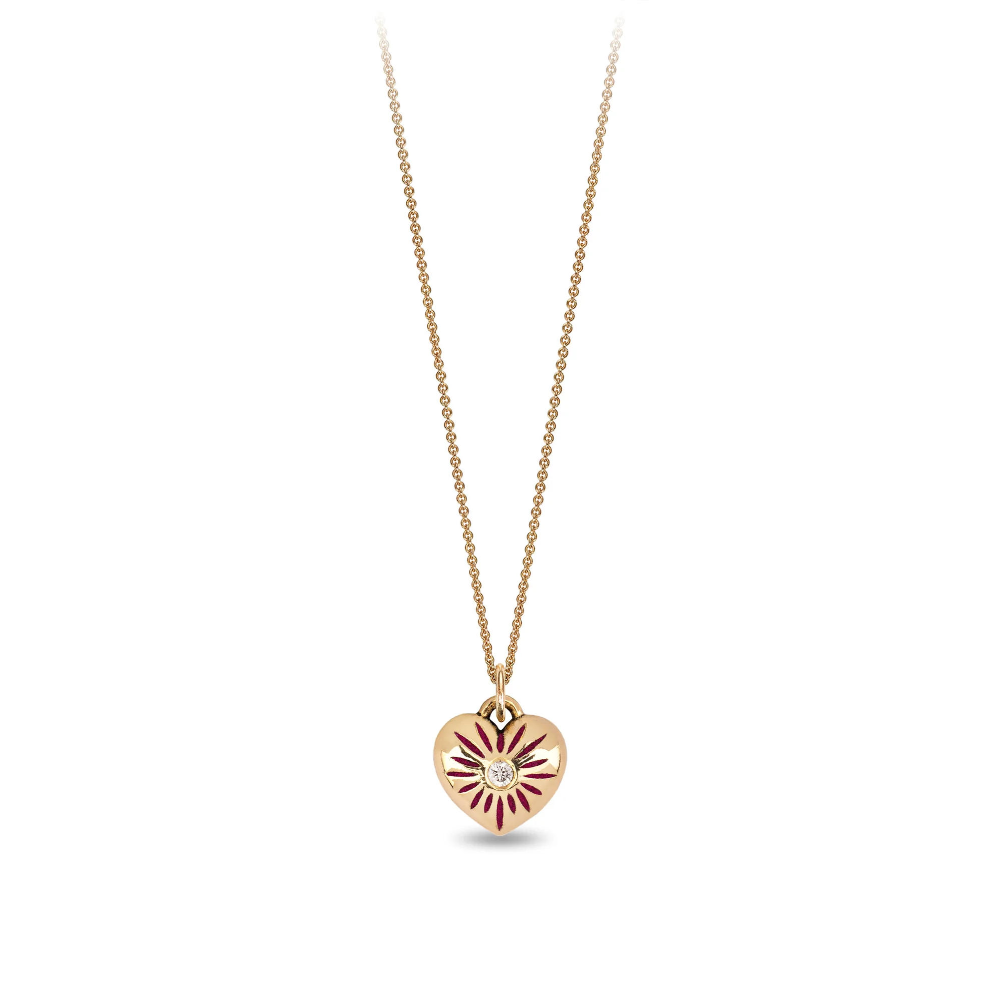 Small 14K Gold Puffed Heart Diamond Set Talisman - True Colors | Magpie Jewellery