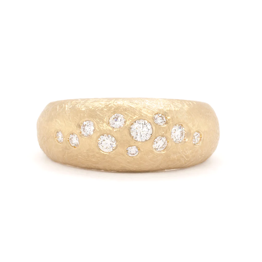 8mm 'Boulder' Diamond Bombe Ring | Magpie Jewellery