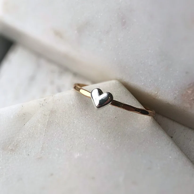 Sweet Heart Stacking Ring - Mixed Metals | Magpie Jewellery