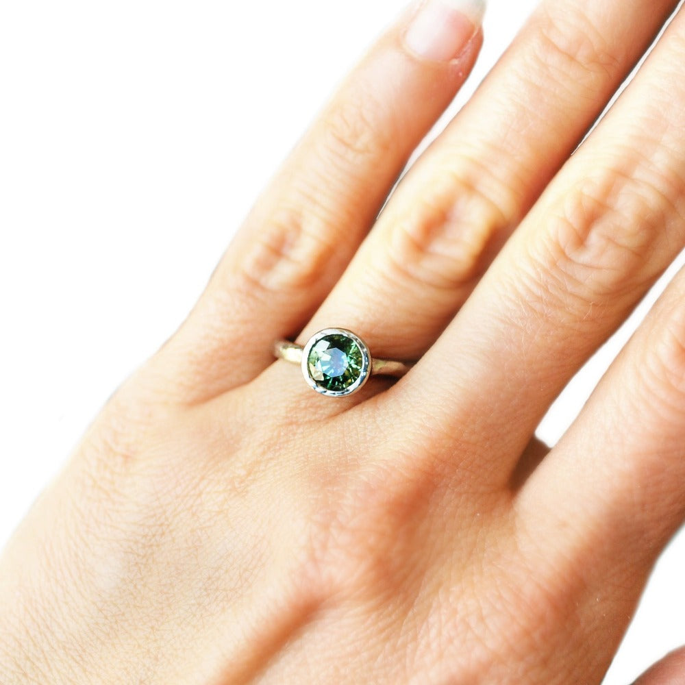 Green Sapphire Organic Solitaire