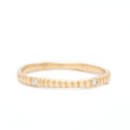 Liney Ring with Five Diamonds - Thin 14k Fairmined Yellow Gold Band with vertical engraved lines around the band and five diamonds set in the band