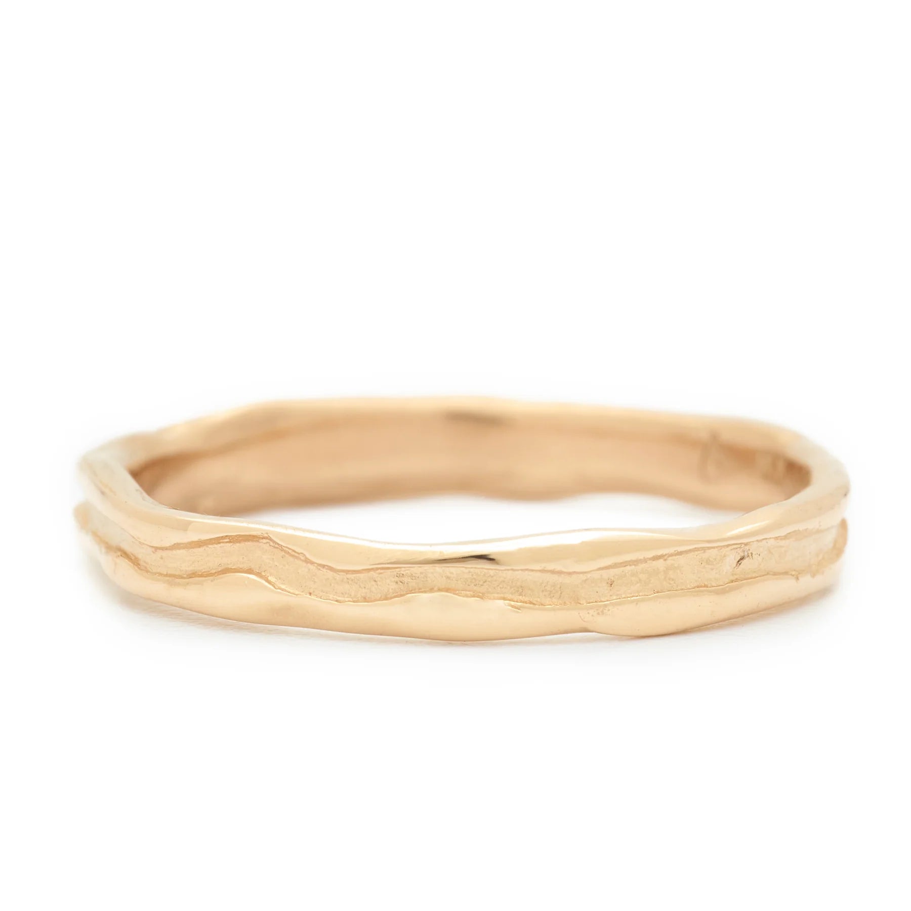 Trough Ring - 14k Fairmined Yellow Gold Band with trough engraved throughout centre of band