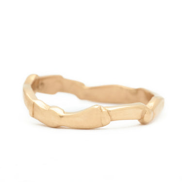 Thin Connector Ring - 14k Fairmined Yellow Gold Band with organic and fluid texture