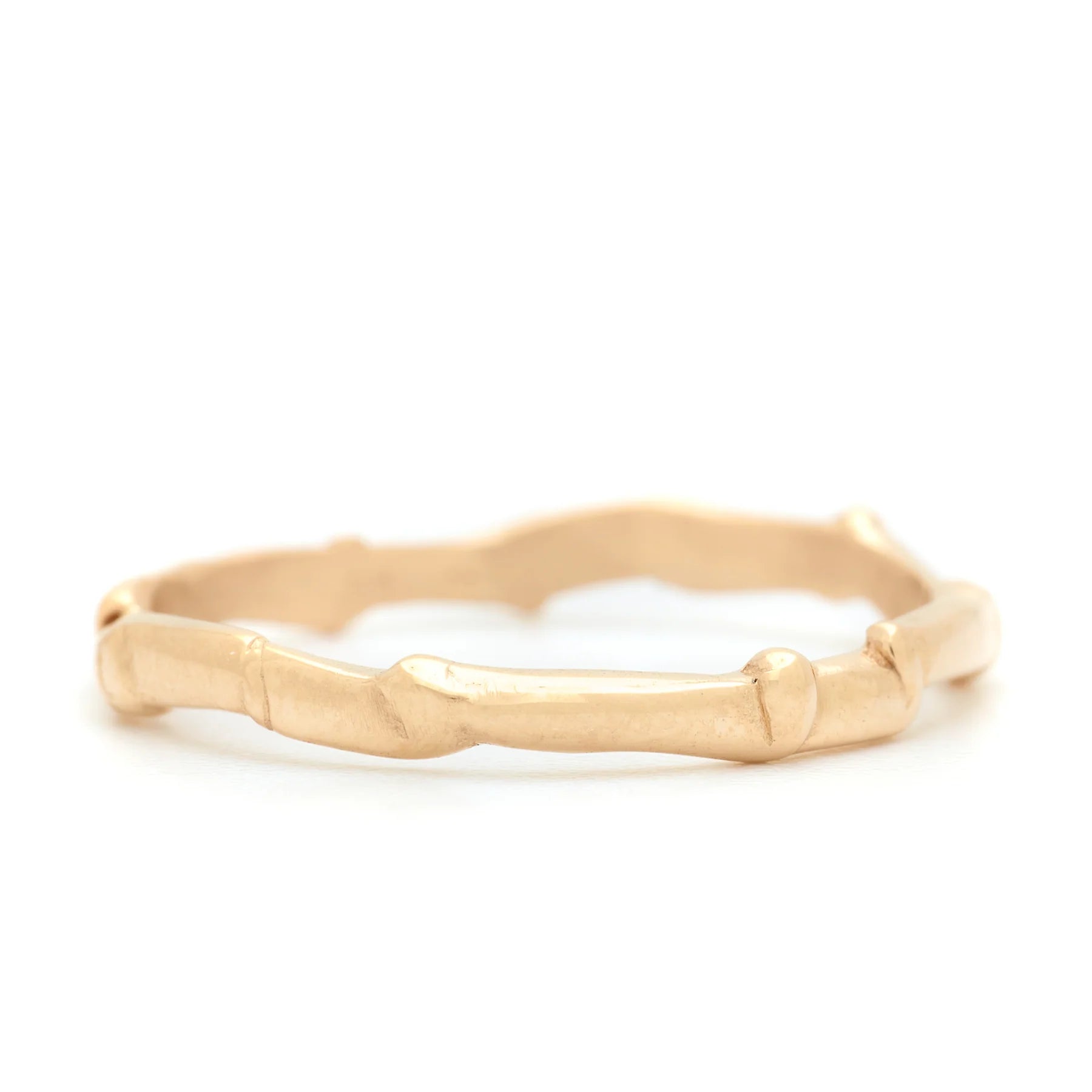 Thinnest Connector Ring - 14k Fairmined Yellow Gold Band with organic and fluid texture