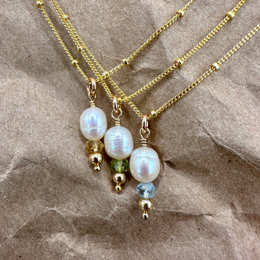 Beloved Pearl & Birthstone Necklace