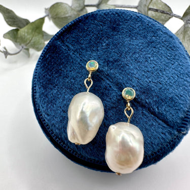 XL Pearl and Birthstone Studs - A variety of gemstone and birthstone stud, complimented by a beautiful freshwater pearl dangle