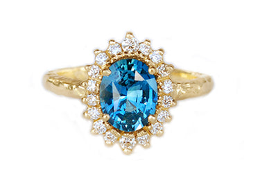 Vintage Rosetta w 1.53ct Teal Sapphire
