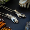 Hand Necklace with Moonstone Ring and Moon Palm - Magpie Jewellery