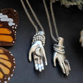 Hand Necklace with Moonstone Ring and Moon Palm - Magpie Jewellery