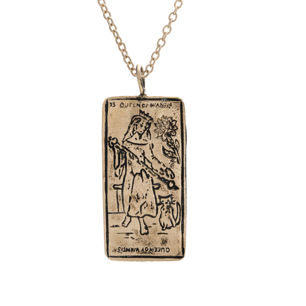 Queen of Wands Tarot Card Necklace - Magpie Jewellery