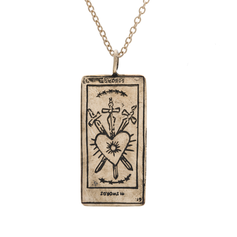 Three of Swords Tarot Card Necklace - Magpie Jewellery