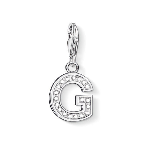 Silver Letter Charm with CZs - Magpie Jewellery