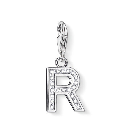 Silver Letter Charm with CZs - Magpie Jewellery