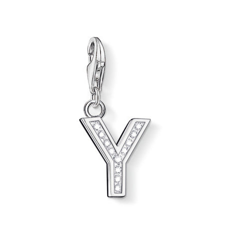 Silver Letter Charm with CZs - Magpie Jewellery