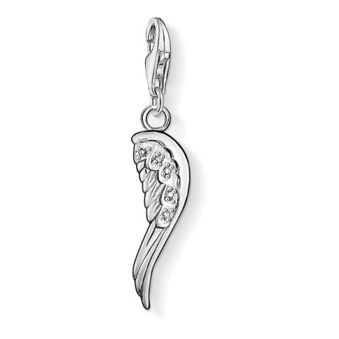 Angel Wing Charm with CZs - Magpie Jewellery