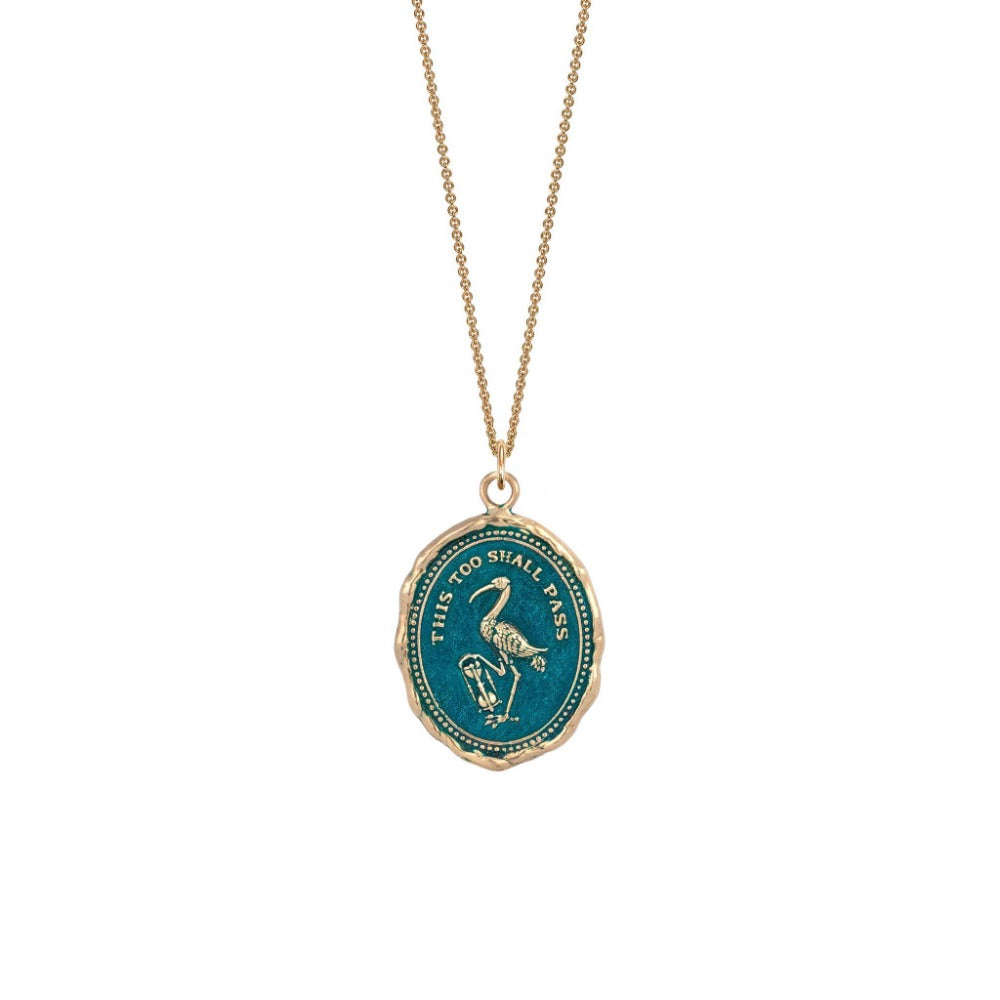 14k Gold This Too Shall Pass Talisman - Mediterranean Blue - Magpie Jewellery