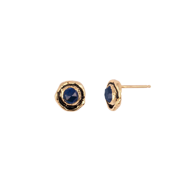 Small Sapphire Faceted Stone 14K Gold Stud | Magpie Jewellery