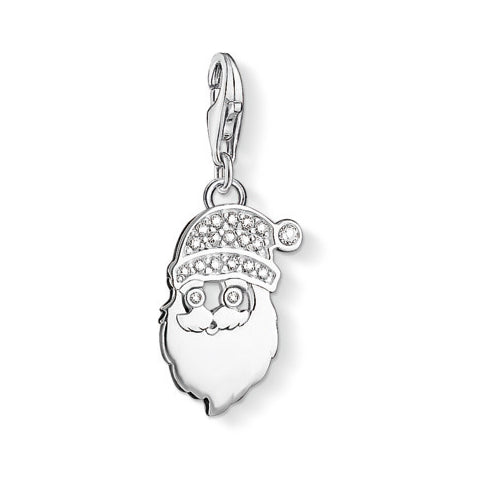 Santa Claus Head Charm with CZs - Magpie Jewellery