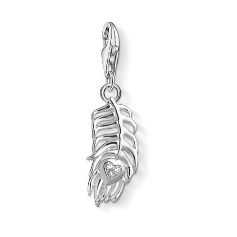 Feather Charm with CZs - Magpie Jewellery