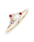Pearl Ruby Pink Sapphire Cluster Ring - Magpie Jewellery