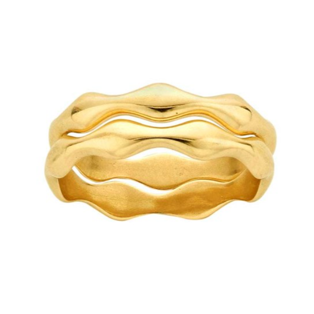 14K Yellow Gold Wide Wavy Stacking Band - Magpie Jewellery