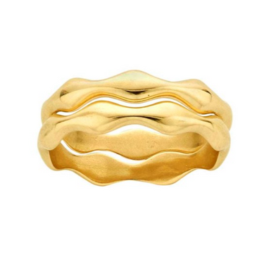 14K Yellow Gold Wide Wavy Stacking Band - Magpie Jewellery