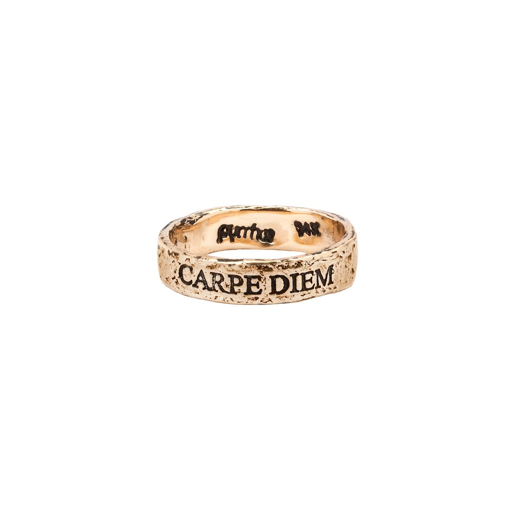 Carpe Diem 14K Gold Latin Motto Band Ring | Magpie Jewellery
