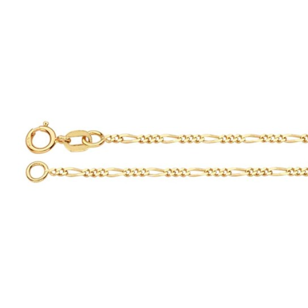 14K Yellow Gold 1.2mm Diamond-Cut Figaro Chain 18&quot; - Magpie Jewellery