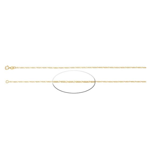 14K Yellow Gold 1.2mm Diamond-Cut Figaro Chain 18&quot; - Magpie Jewellery