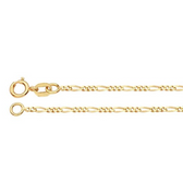 14K Yellow Gold 1.2mm Diamond-Cut Figaro Chain 18" - Magpie Jewellery