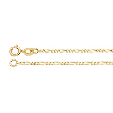 14K Yellow Gold 1.2mm Diamond-Cut Figaro Chain 18" - Magpie Jewellery