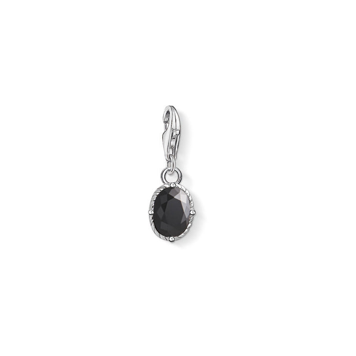 Oval Black Cubic Zirconia Charm - Magpie Jewellery