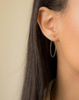 18K Medium Skinny Beaded Hoop Earrings - Magpie Jewellery