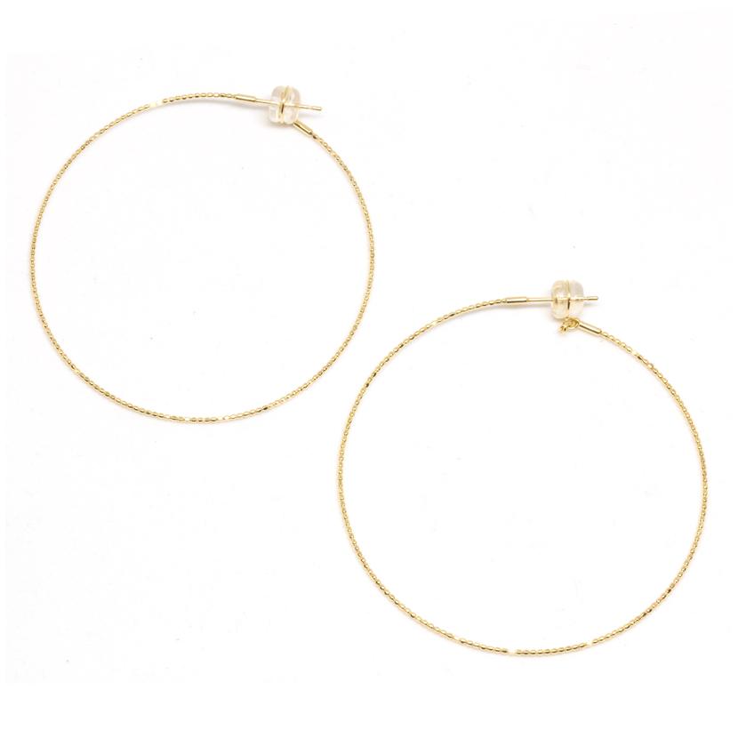 18K Large Skinny Beaded Hoop Earrings | Magpie Jewellery