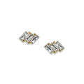 Clear Topaz Triple Carré Studs | Magpie Jewellery