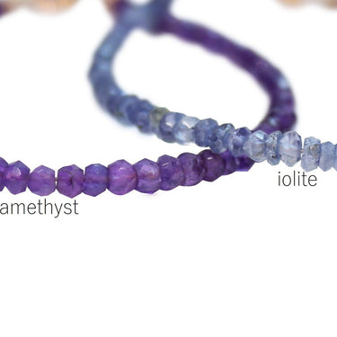 Gold Gemstone Stacking Bracelet | Magpie Jewellery | Amethyst | Iolite | Listed Left-to-Right | Labelled