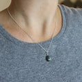 Silver Gemstone Solo Necklace | Magpie Jewellery | Labradorite | On Model