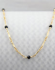 Dapped Bar with Gemstone Chain | Magpie Jewellery | Yellow Gold | Black Onyx