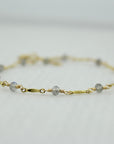 Dapped Bar & Gemstone Chain Bracelet | Magpie Jewellery | Yellow Gold | Labradorite 